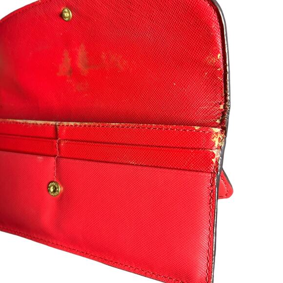 Coach Red Saffiano Leather Envelope Wallet - Picture 3 of 6
